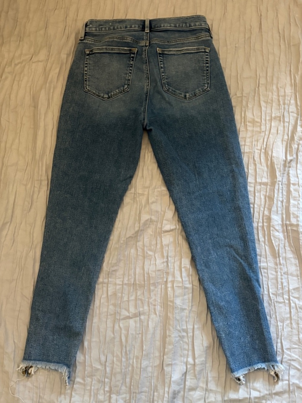 LOFT "The Skinny" Distressed Medium Wash Jeans Raw Hem Size 27 / 4 - Picture 5 of 9